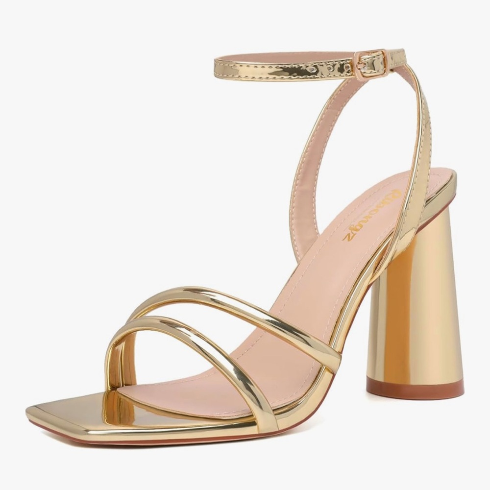 Elegant Gold Strappy Heels